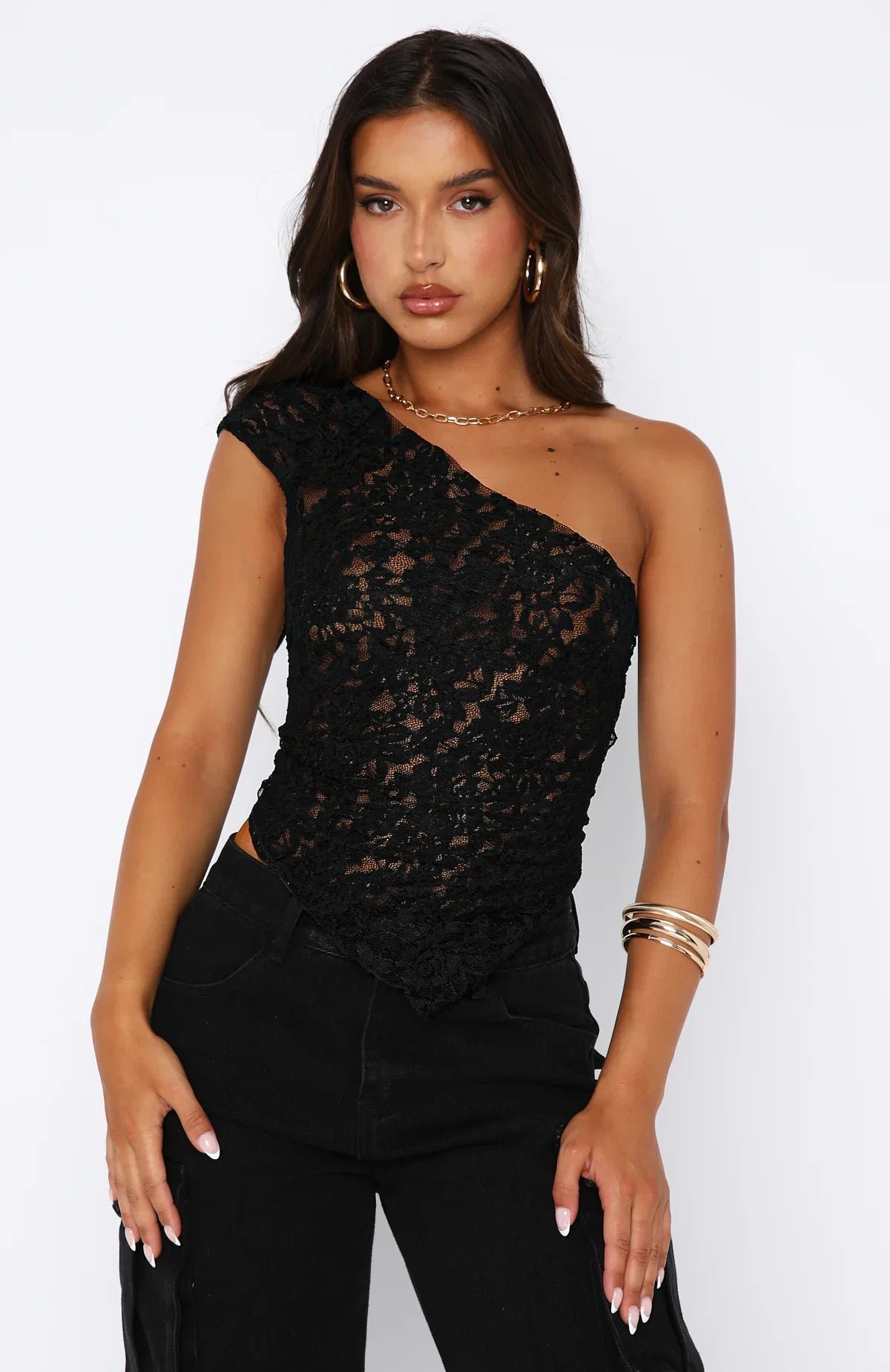 Its A Love Story Lace Top Black
