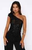 Its A Love Story Lace Top Black