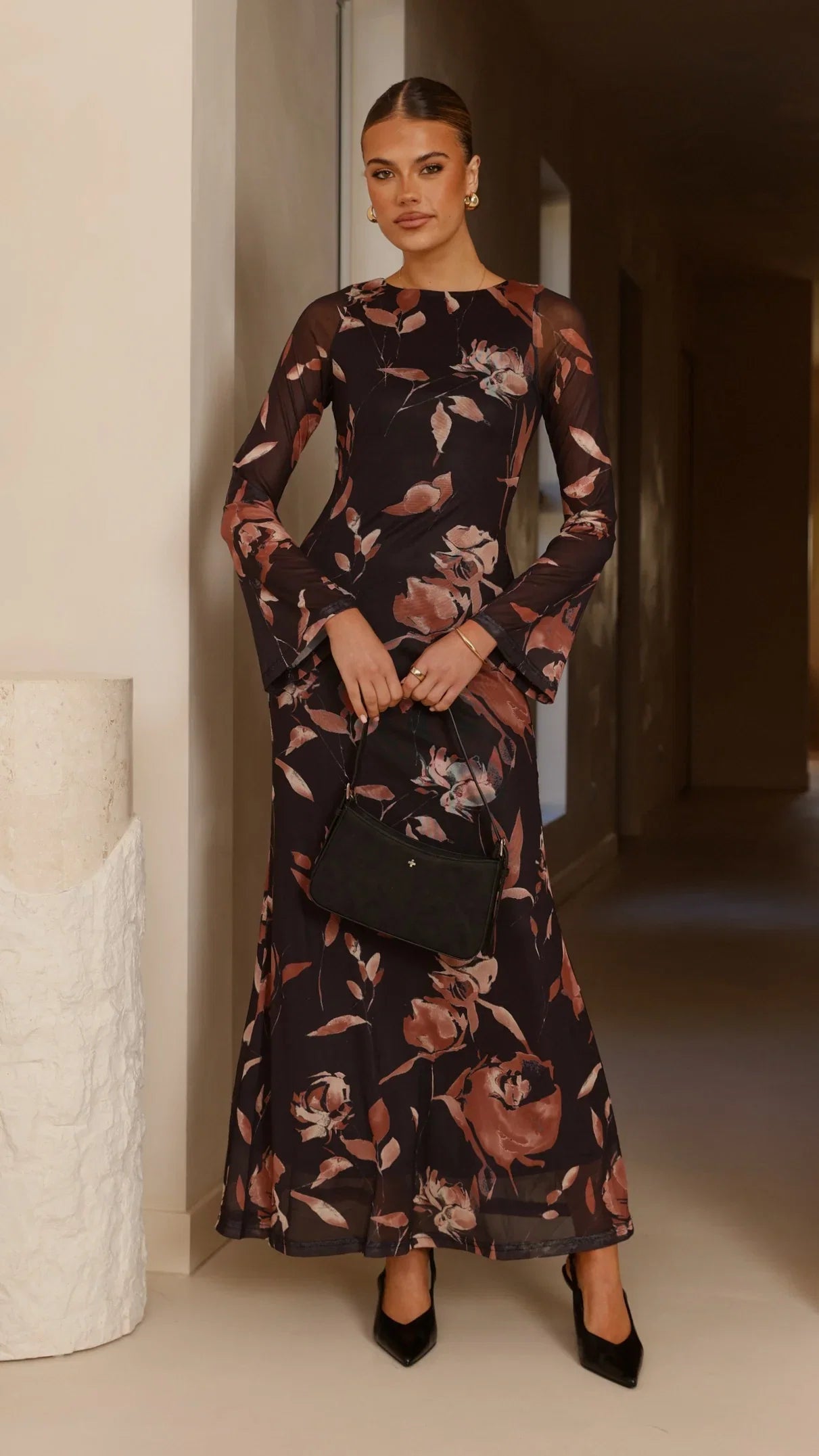 Koah Long Sleeve Maxi Dress Flower Print