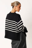 Avalynn Striped Knit Sweater Black White