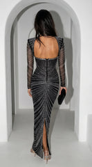 Molly Rhinestone Maxi Dress Black
