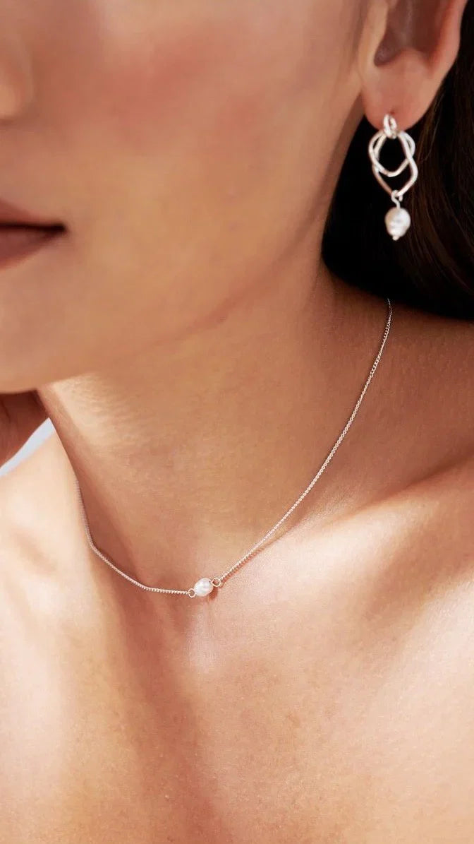 Kimmy Necklace Silver Pearl
