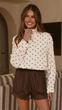 Nessie Funnel Neck Jacket Cream Chocolate Polka