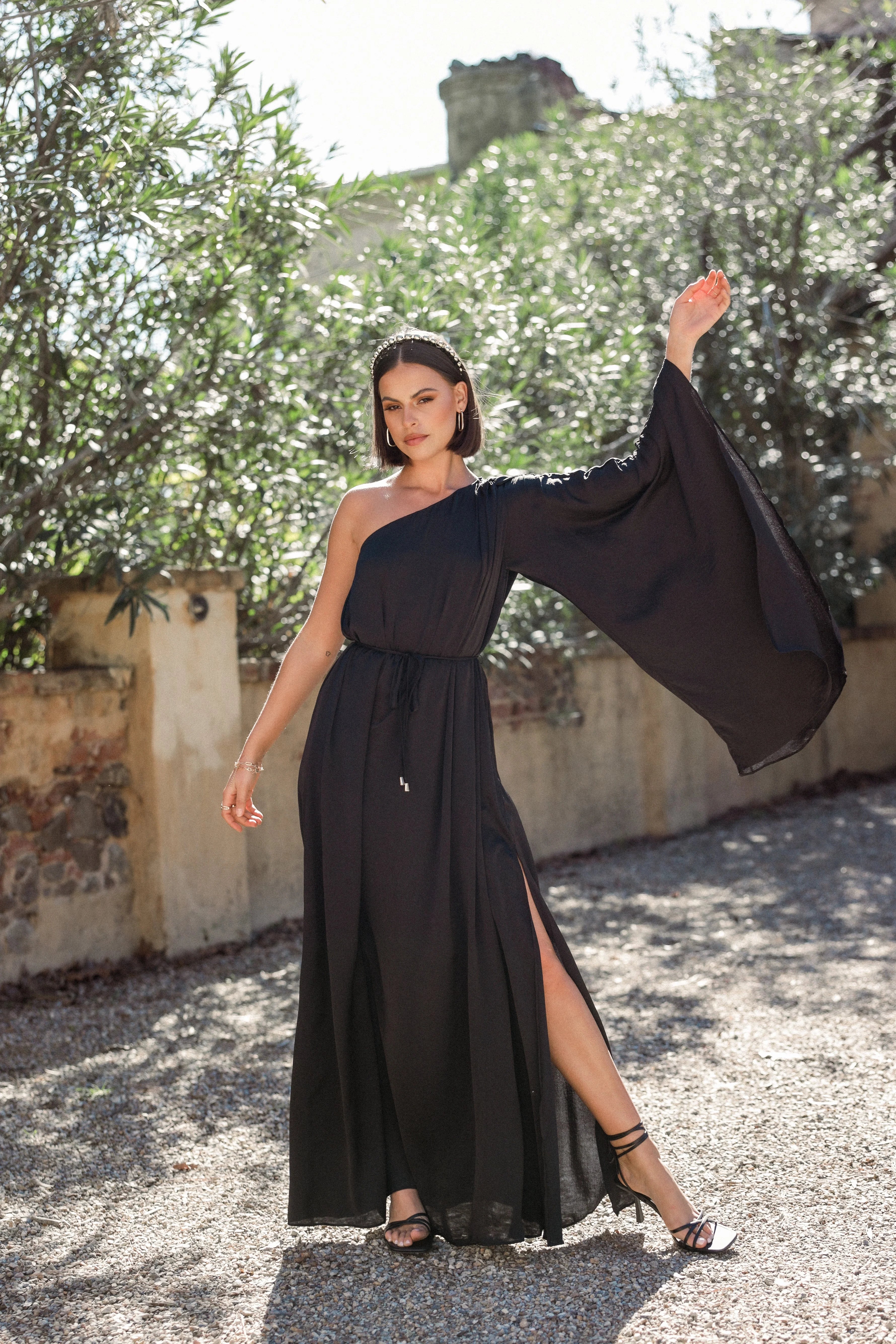 Matilda One Shoulder Maxi Dress Black