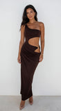 Valezza Cut Out Maxi Dress Brown