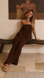 Zabrina Semi Sheer Strapless Top and Pants Set Chocolate