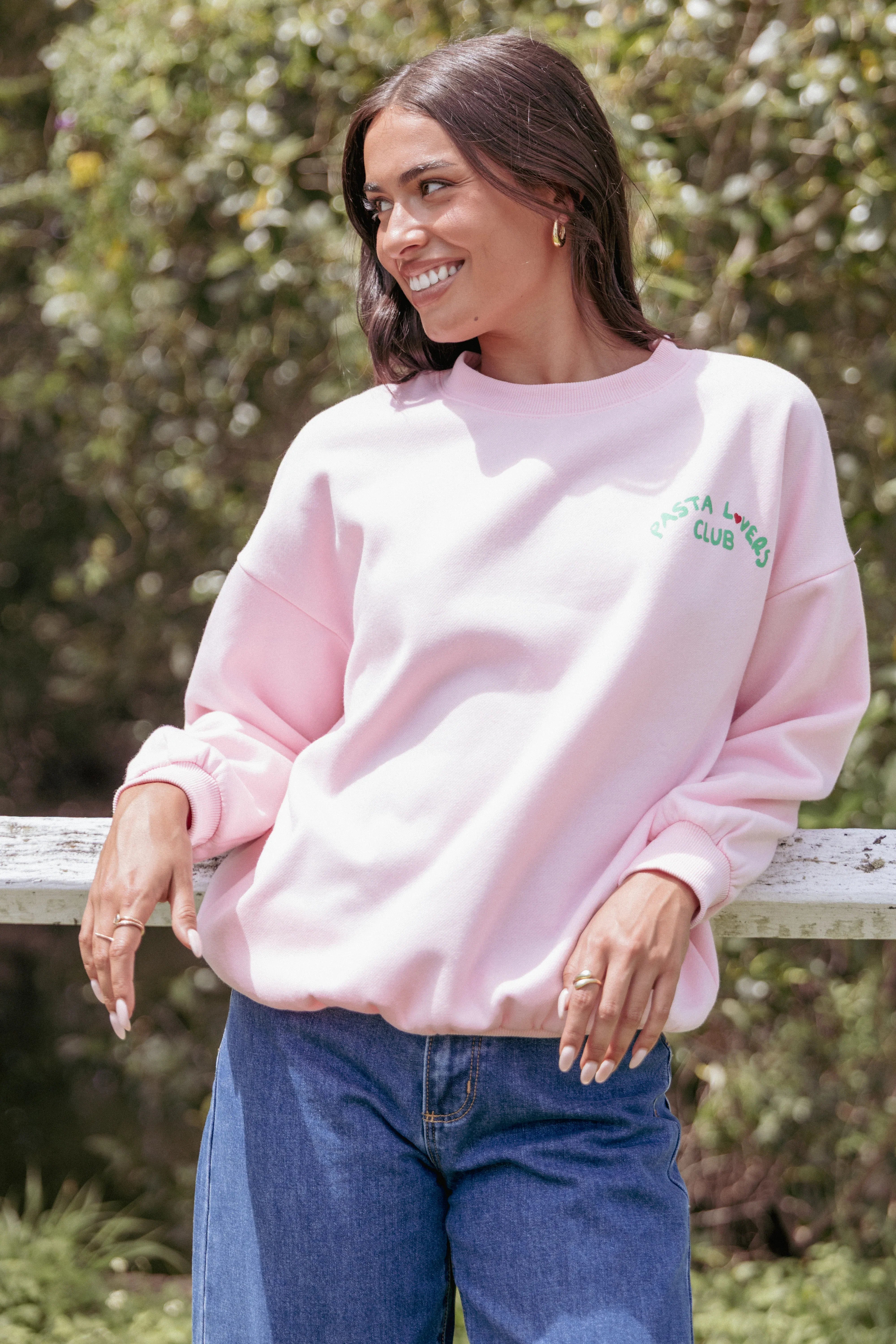 Pasta Lovers Club Graphic Sweater Pink
