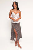 Willow Midi Skirt Brown Blue Floral