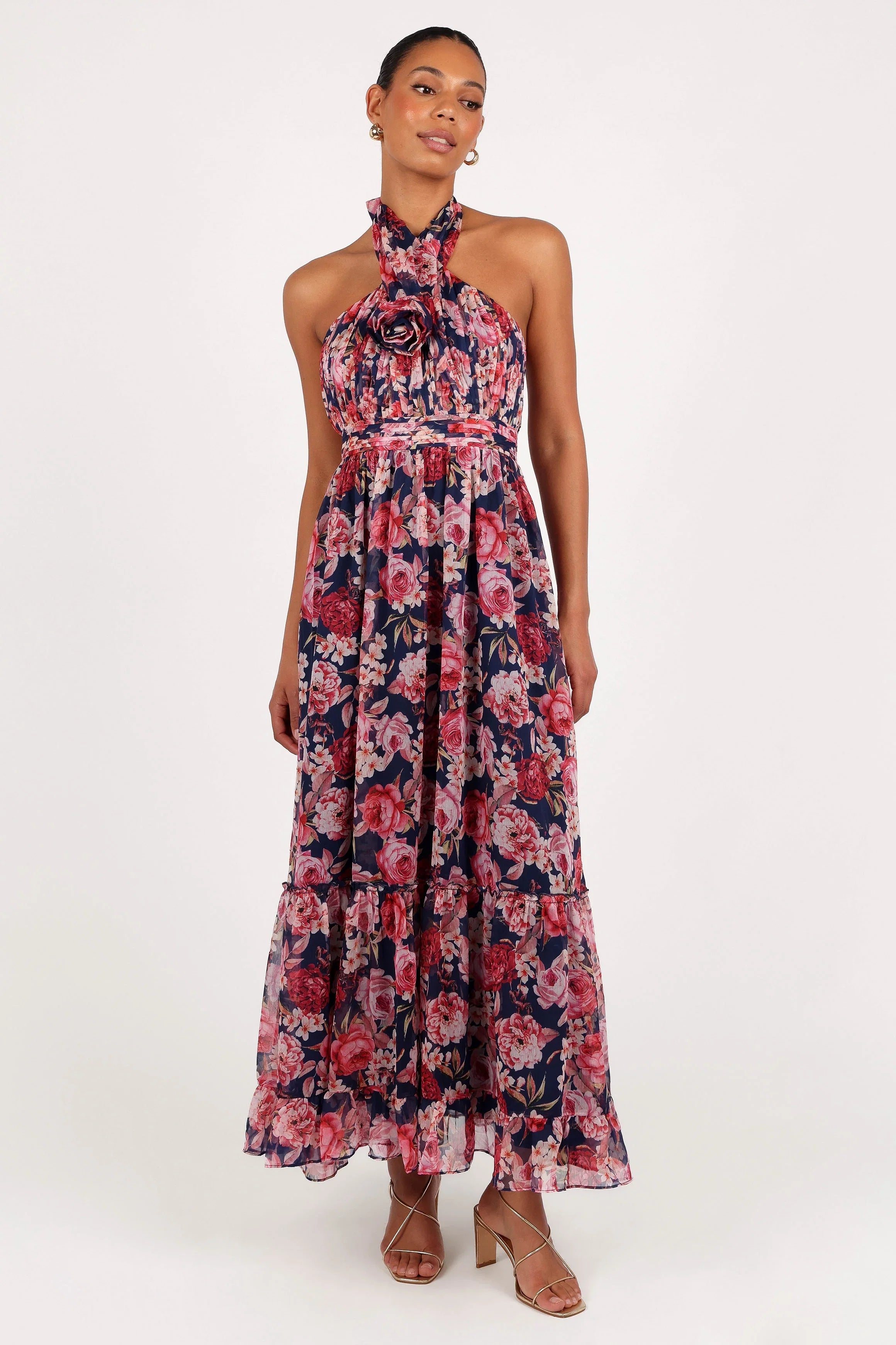 Lennon Halterneck Maxi Dress Navy Floral