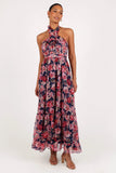 Lennon Halterneck Maxi Dress Navy Floral