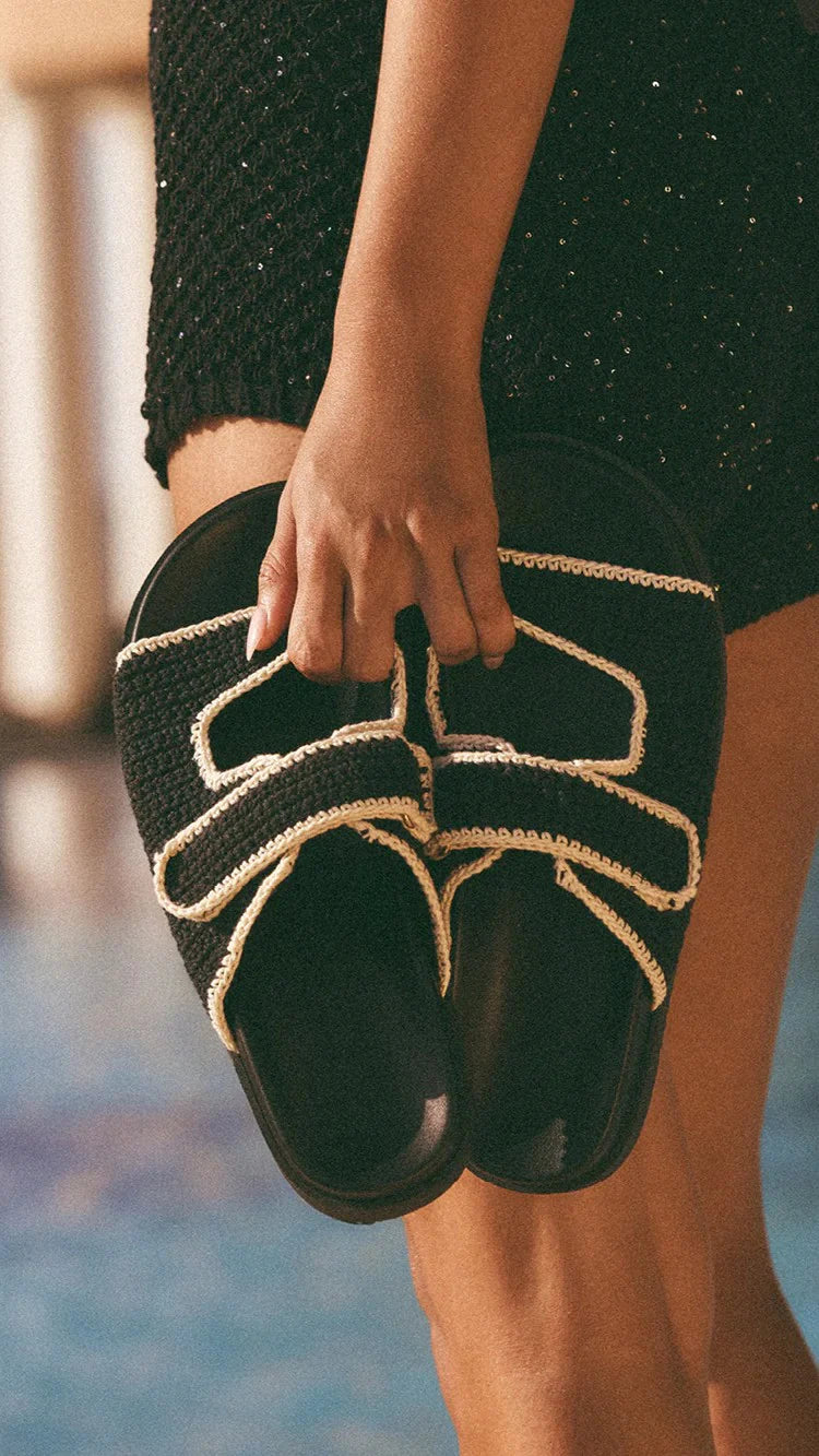Abbot Sandals Black White Contrast
