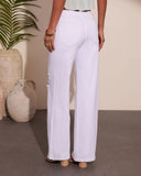Lauraine Stretch Mid Rise Wide Leg Distressed Jeans