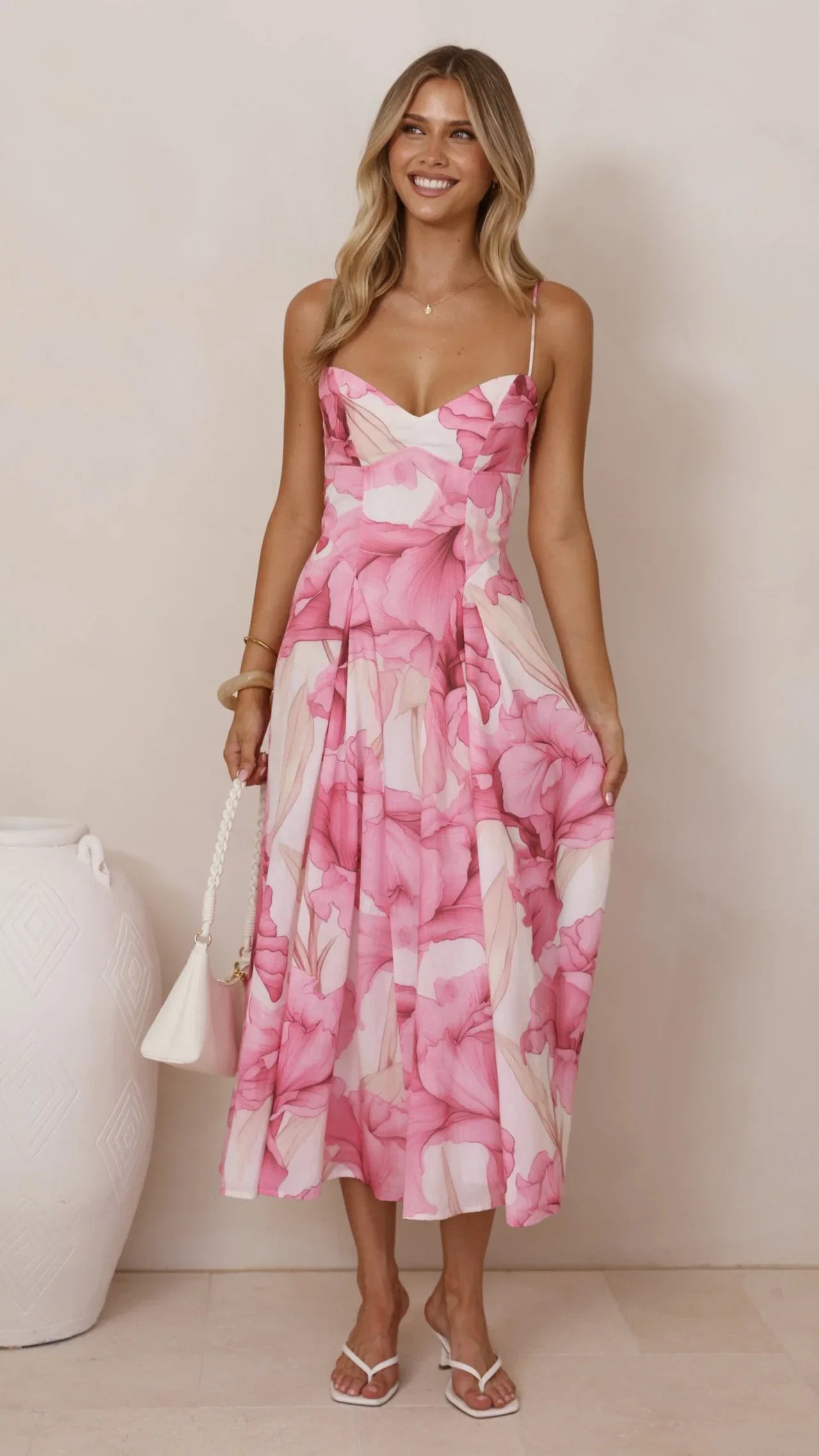 Dallas Midi Dress Pink Floral