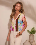 Tropic Theory Abstract Floral Print Top