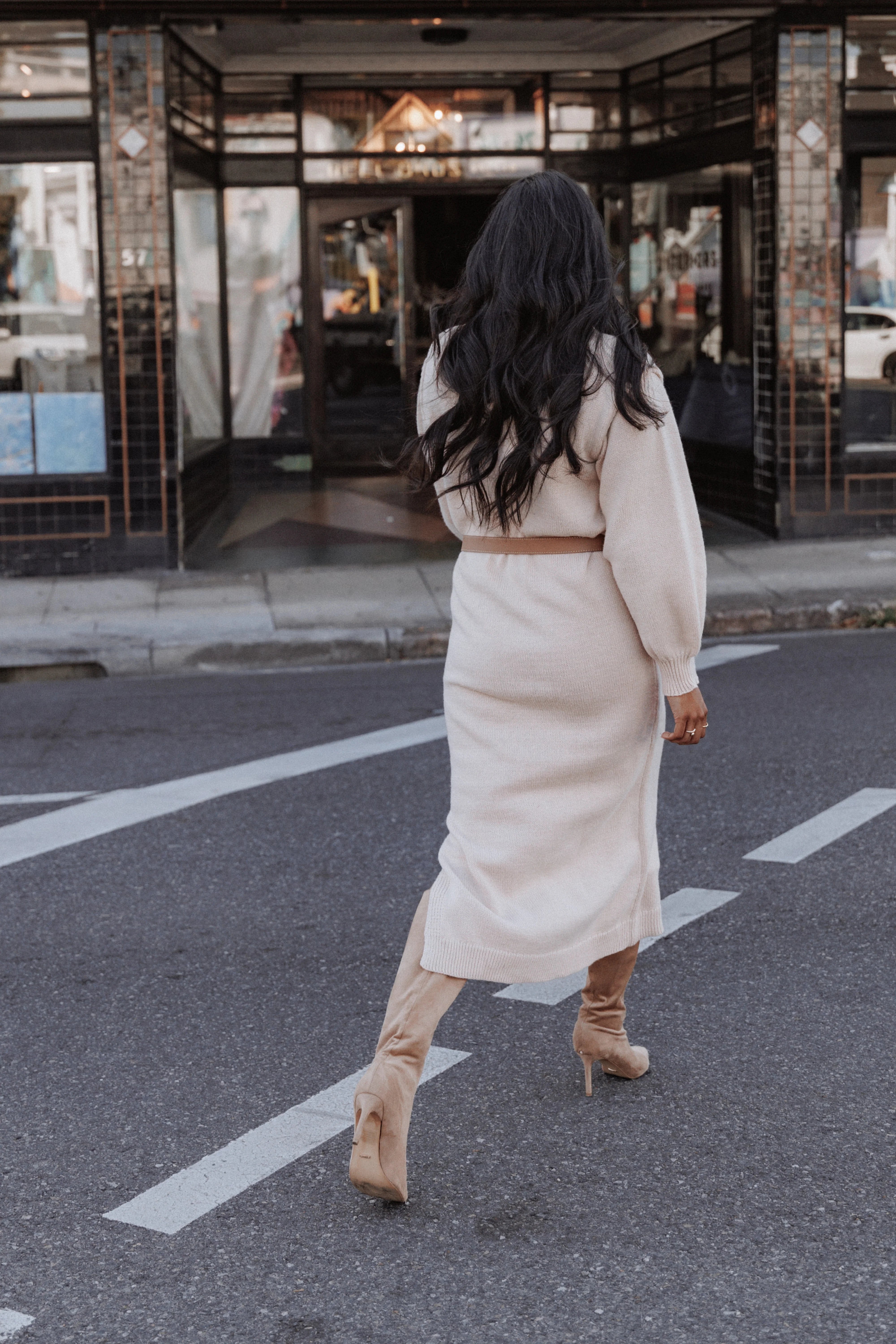 Odile Knit Midi Dress Tan