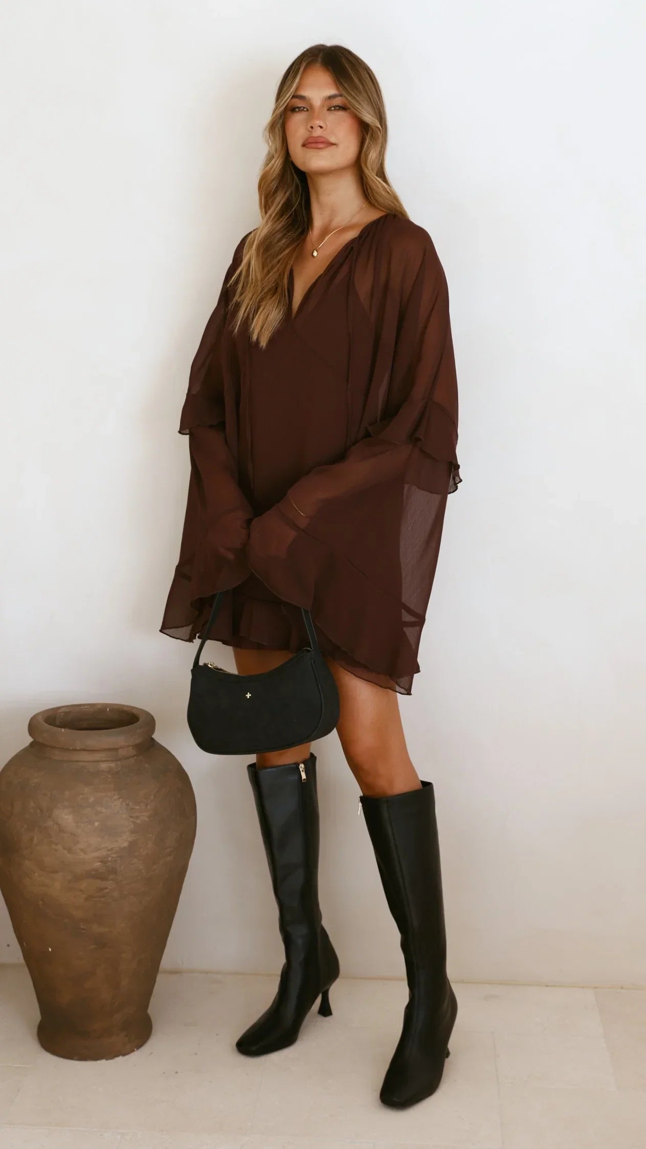 Leera Mini Dress Chocolate