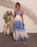 Adine Floral Print Halter Neck Maxi Dress