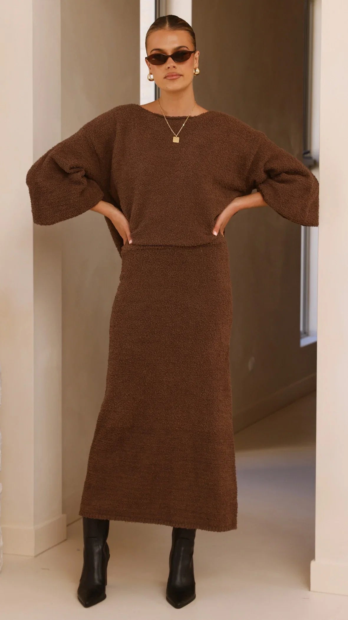 Cohen Knit Midi Skirt Chocolate