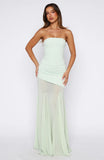 Sending My Best Strapless Maxi Dress Matcha
