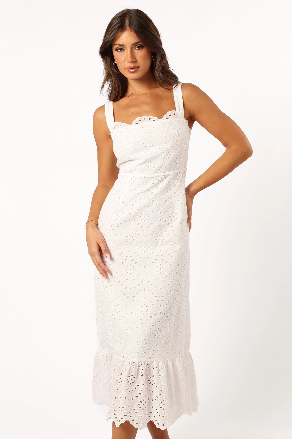 Meadow Lace Midi Dress Ivory