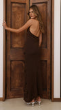 Sancha Flower Knit Maxi Dress Chocolate