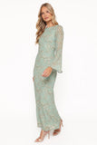 Yolanda Long Sleeve Maxi Dress Sage Green Floral