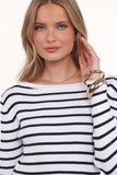 Alvina Knit Top White Black Stripe