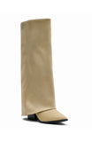 Im That Girl Knee High Boots Neutral Faux Suede