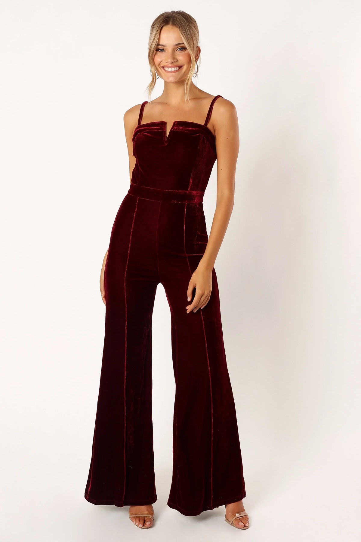 Lexie Velvet Jumpsuit Burgundy