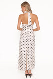 Adora Halterneck Maxi Dress White Polka Dot