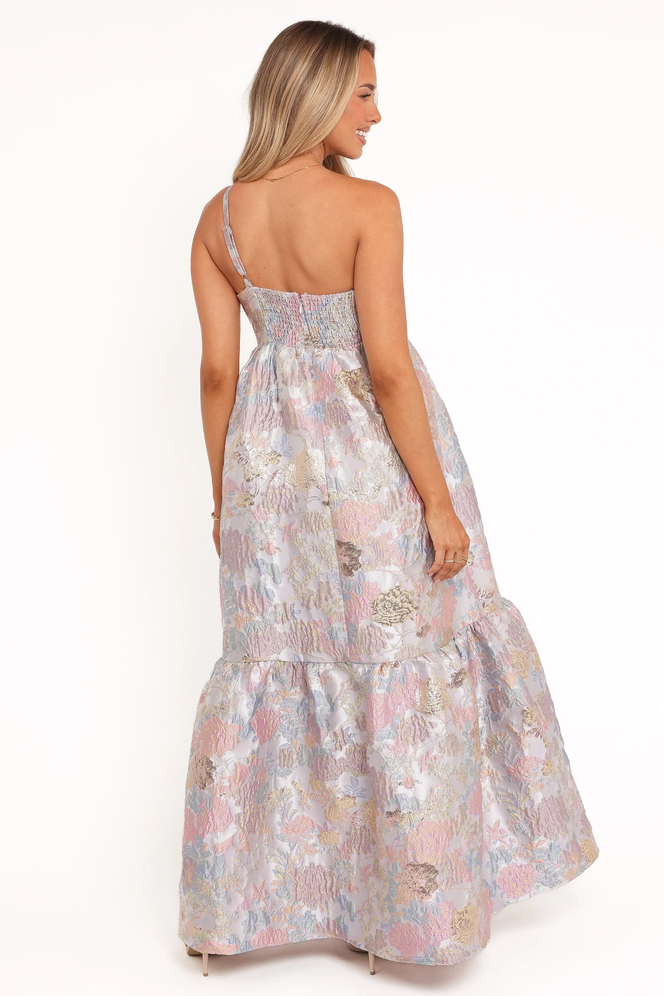 Betina Bow Front Maxi Dress Pale Blue Floral