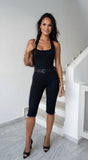 Neraya Scoop Halter Capri Jumpsuit Black