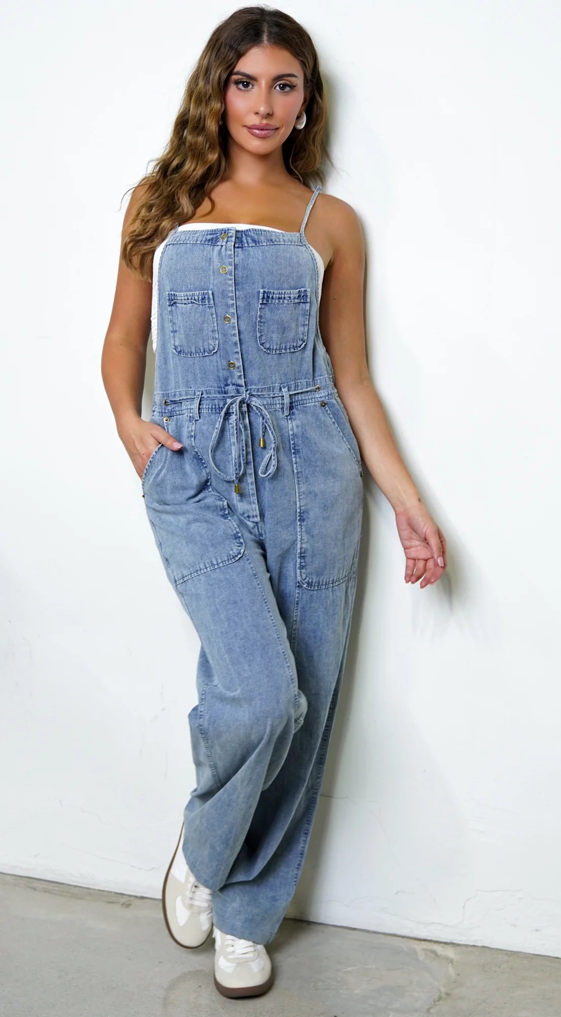 Off Duty Utility Denim Jumpsuit Blue