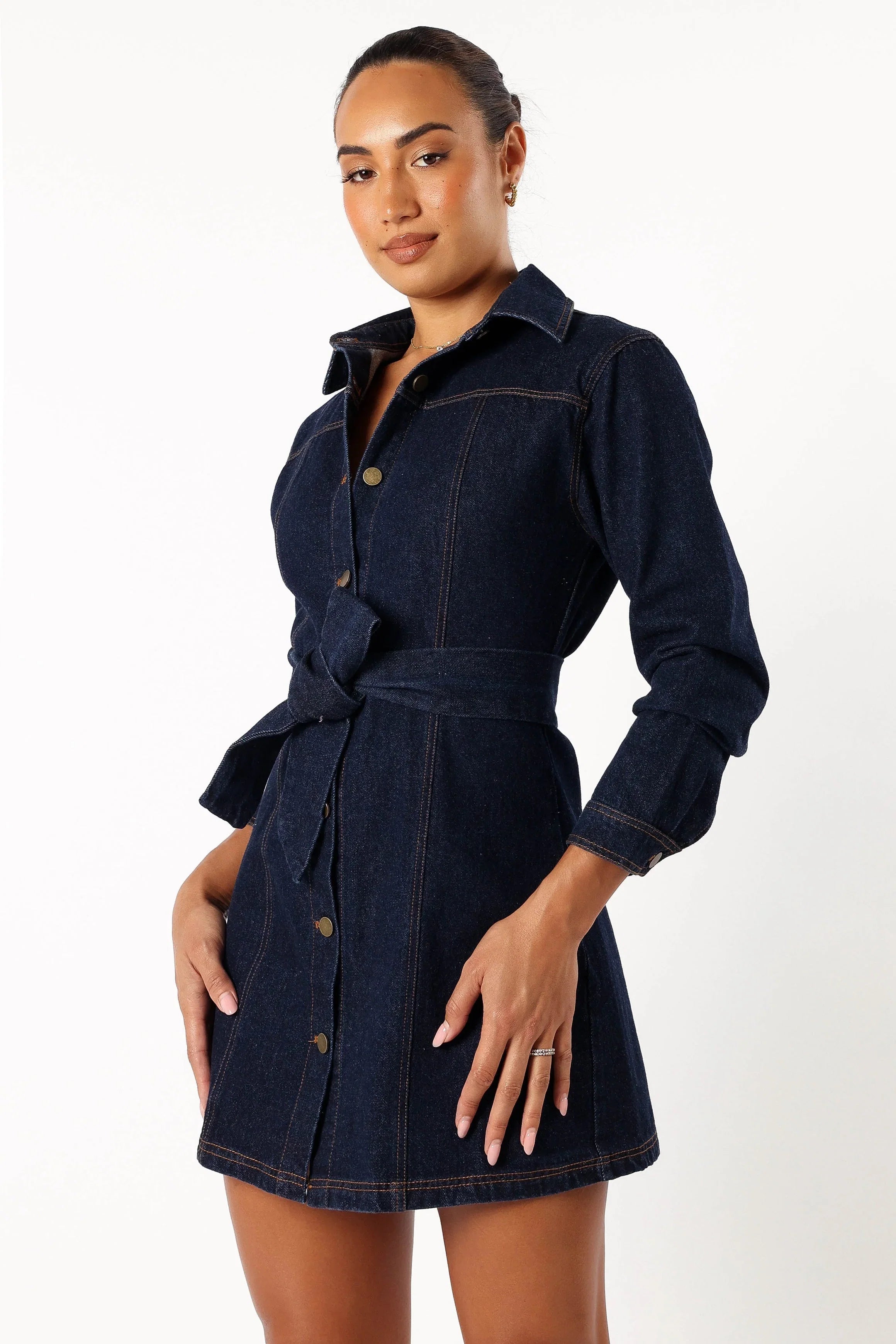 Natala Long Sleeve Mini Dress Denim