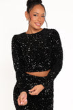 Quinne Cropped Sequin Top Black