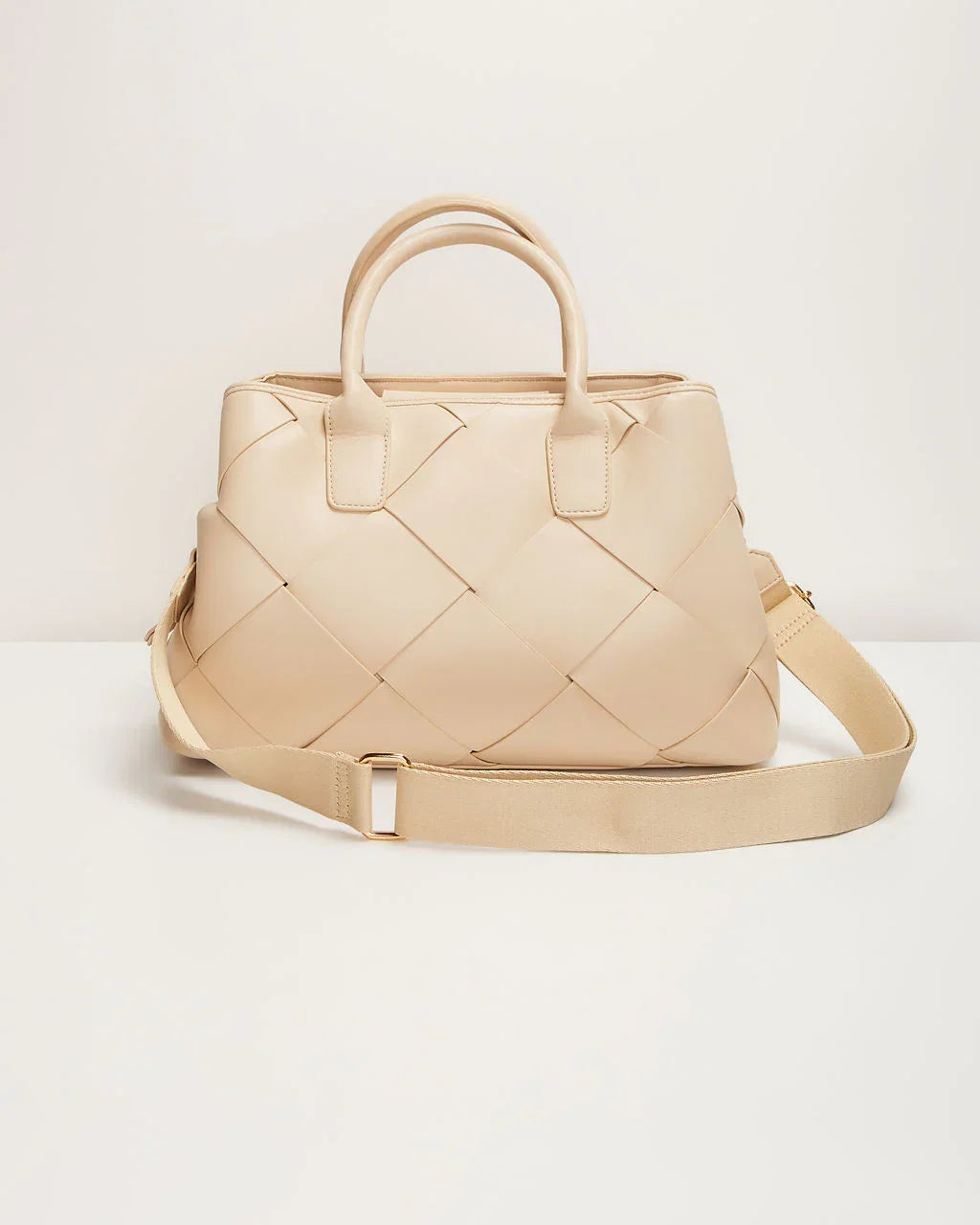 Giorgia Faux Leather Woven Top Handle Bag
