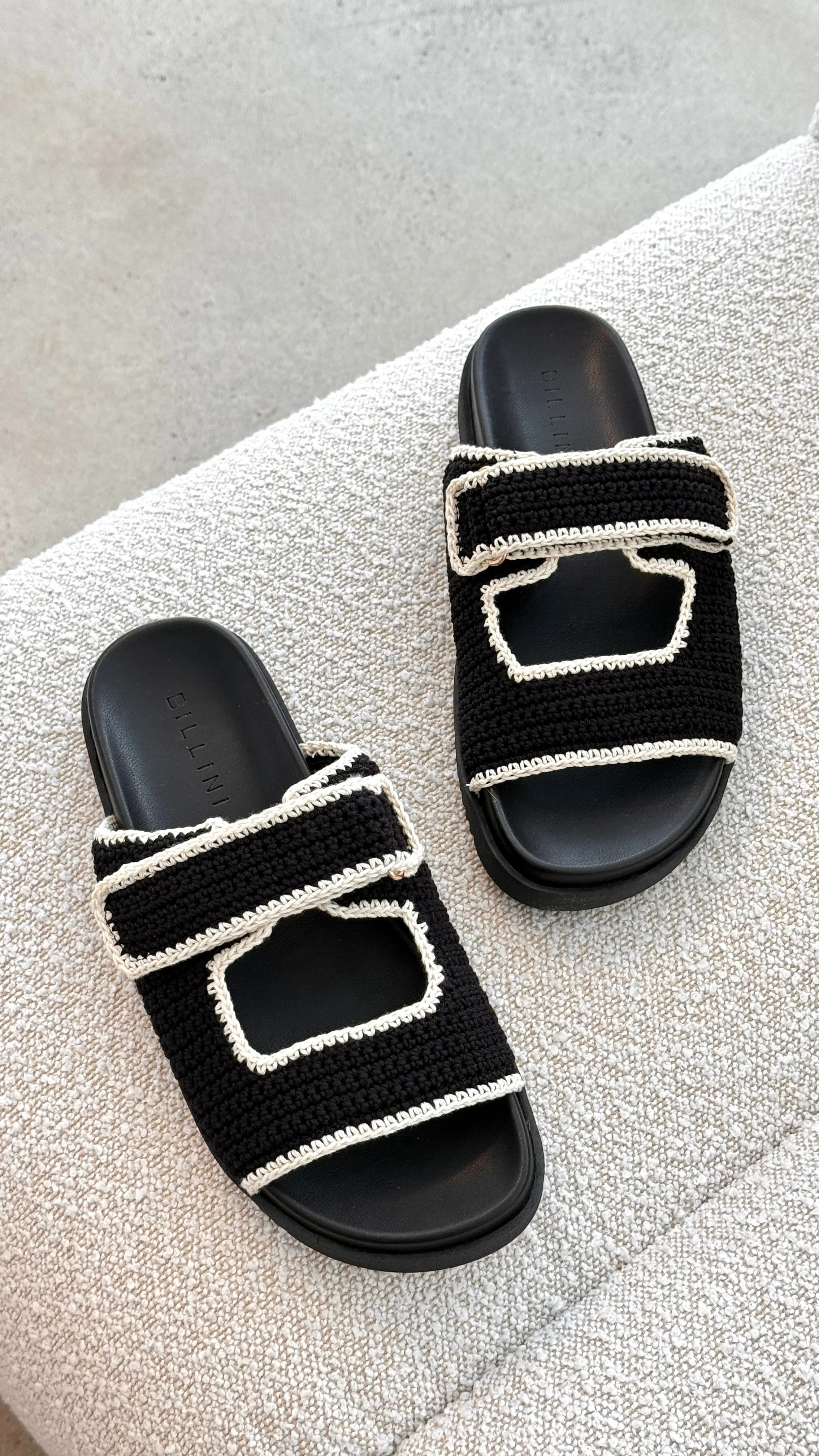 Abbot Sandals Black White Contrast