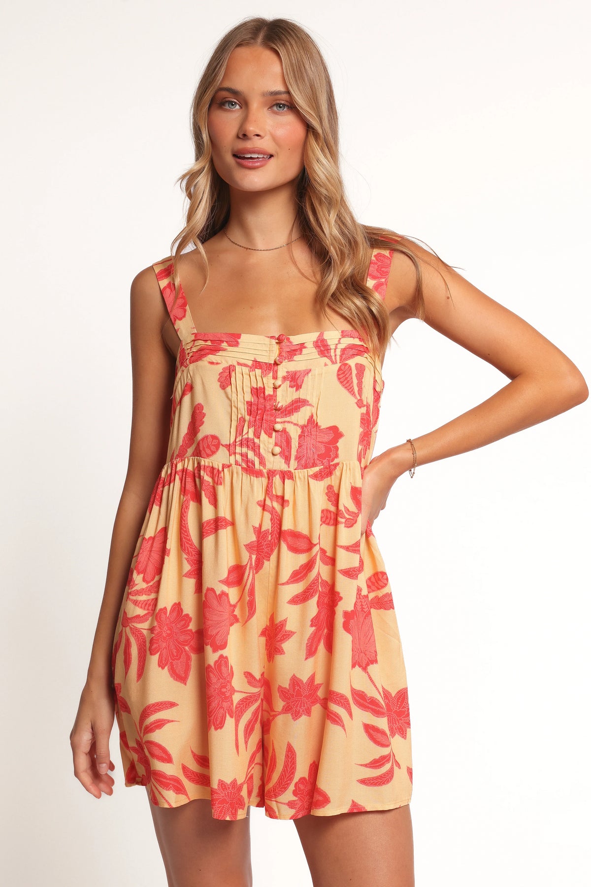 Nani Romper Red Yellow Paisley Floral