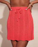 Araceli Open Wavy Knit Waist Tie Mini Skirt