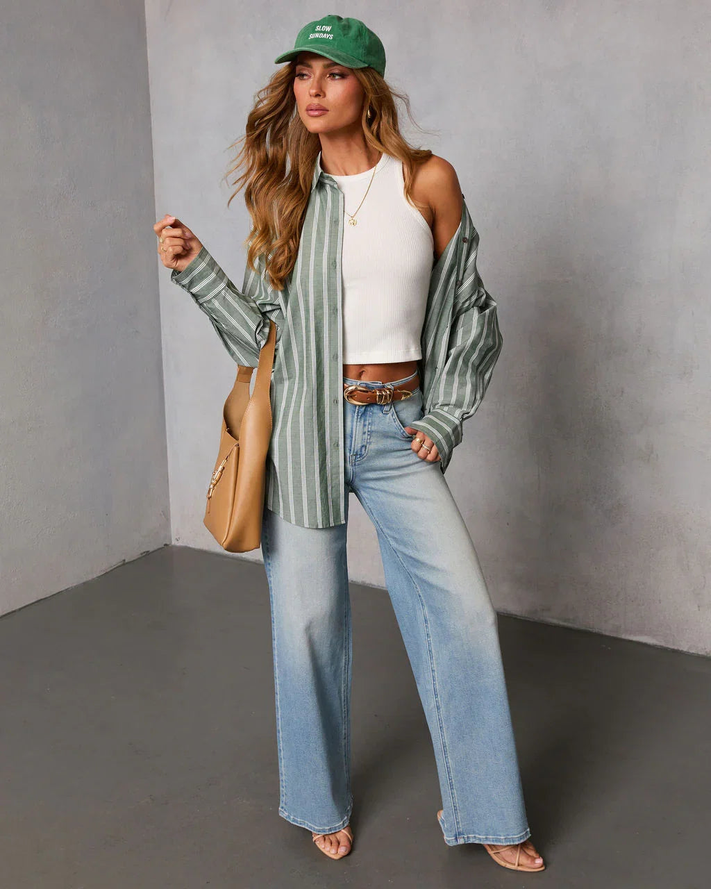 Ivy Collective Striped Buttoned Up Top