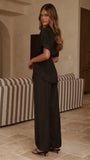 Velice Tie Top and Pants Set Black