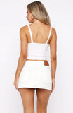 Wont Be Lonely Denim Mini Skirt Off White