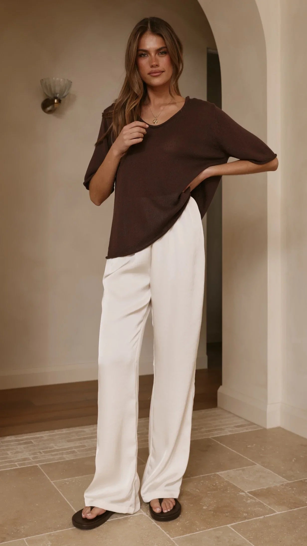 Spring Scoop Neck Tee Chocolate