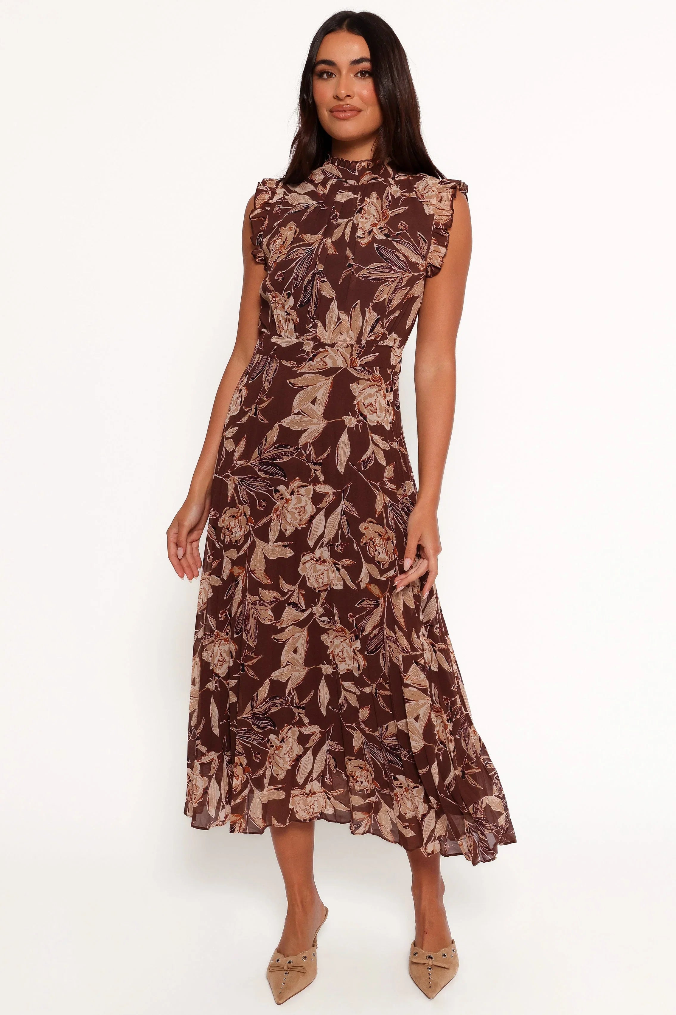Delphine Maxi Dress Brown Floral