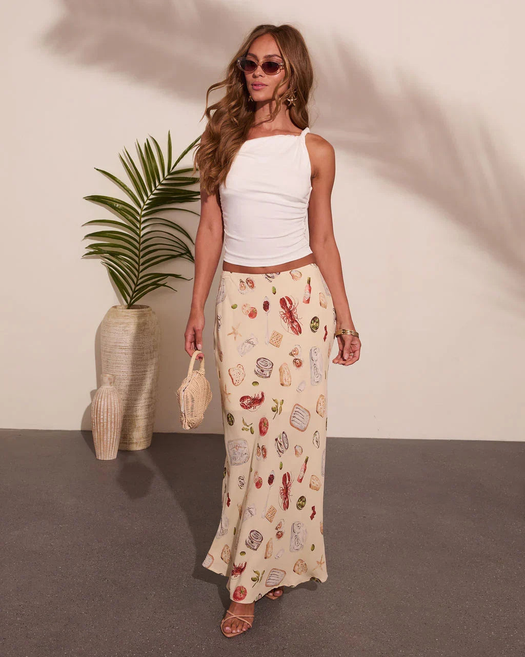 Coastal Fresh Novelty Print Maxi Skirt
