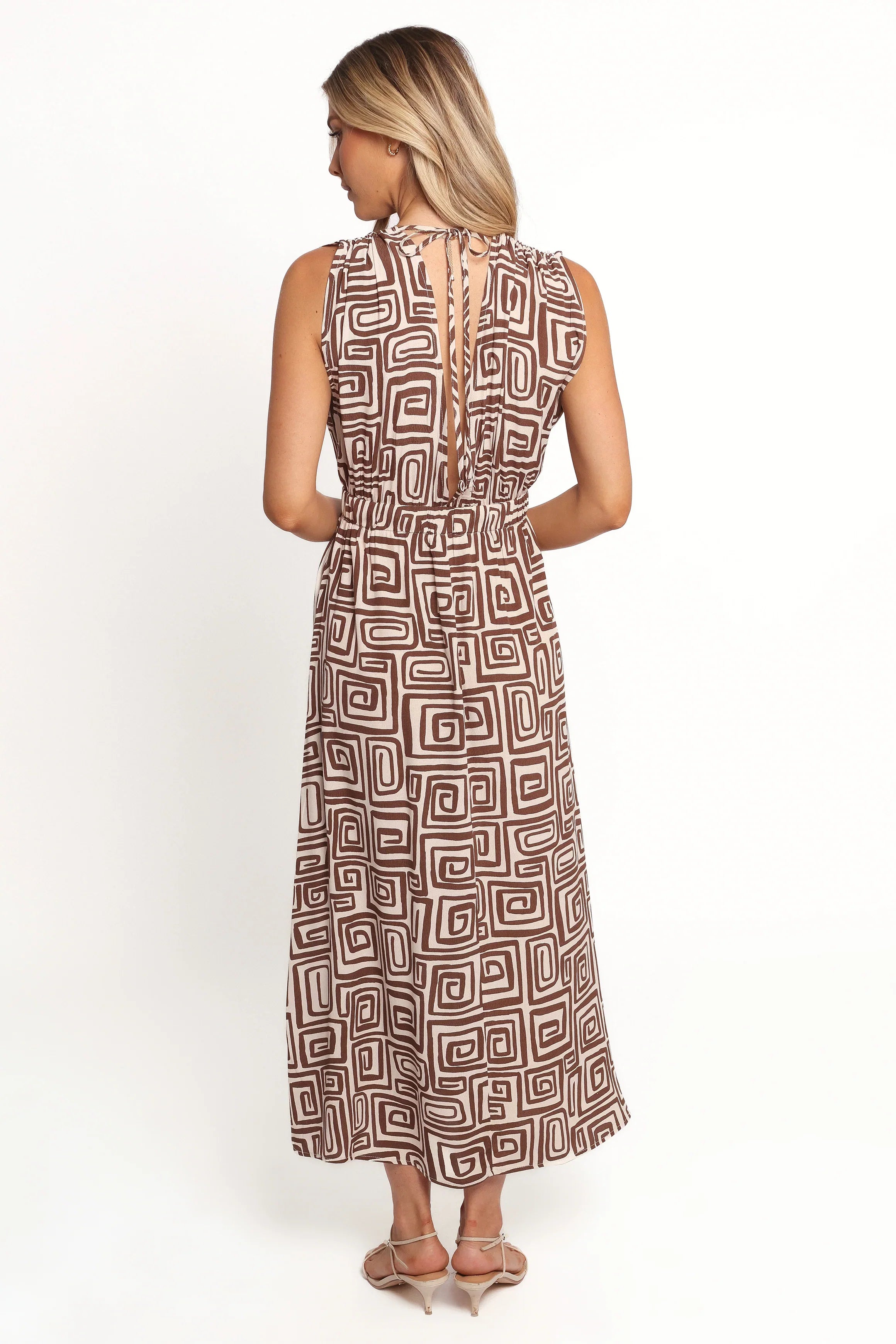 Solange Maxi Dress Chocolate Brown Print