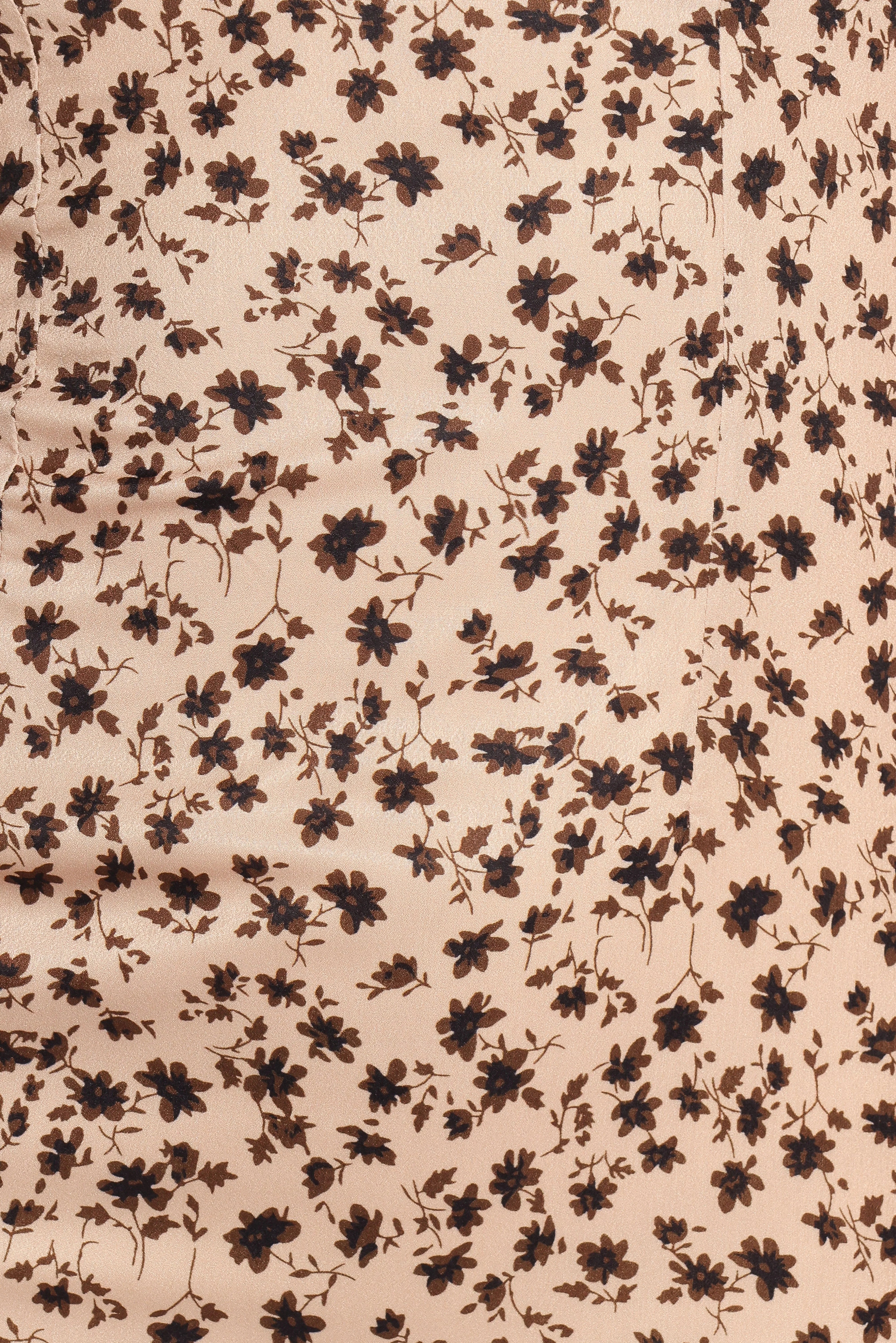 Gisella Long Sleeve Midi Brown Floral