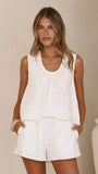 Vika Shorts White Flower Embroidery