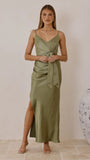 Yasmeen Tie Front Maxi Dress Olive
