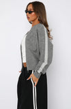 Stripe Me Down Knit Jacket Charcoal Grey